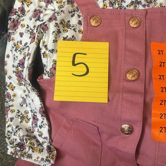 #5 BCBG Girls Kids' 2-piece Pink Romper Skirt Set with Floral Long sleeve Shirt - Picture 7 of 8